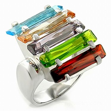 DAZZLING 5-COLOUR RAINBOW COCKTAIL RING-4 sizes